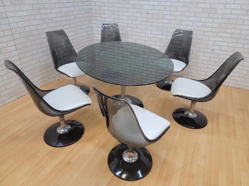 Late 20th Century Mid-Century Modern Smoked Glass Tulip Dining Set by Chromcraft