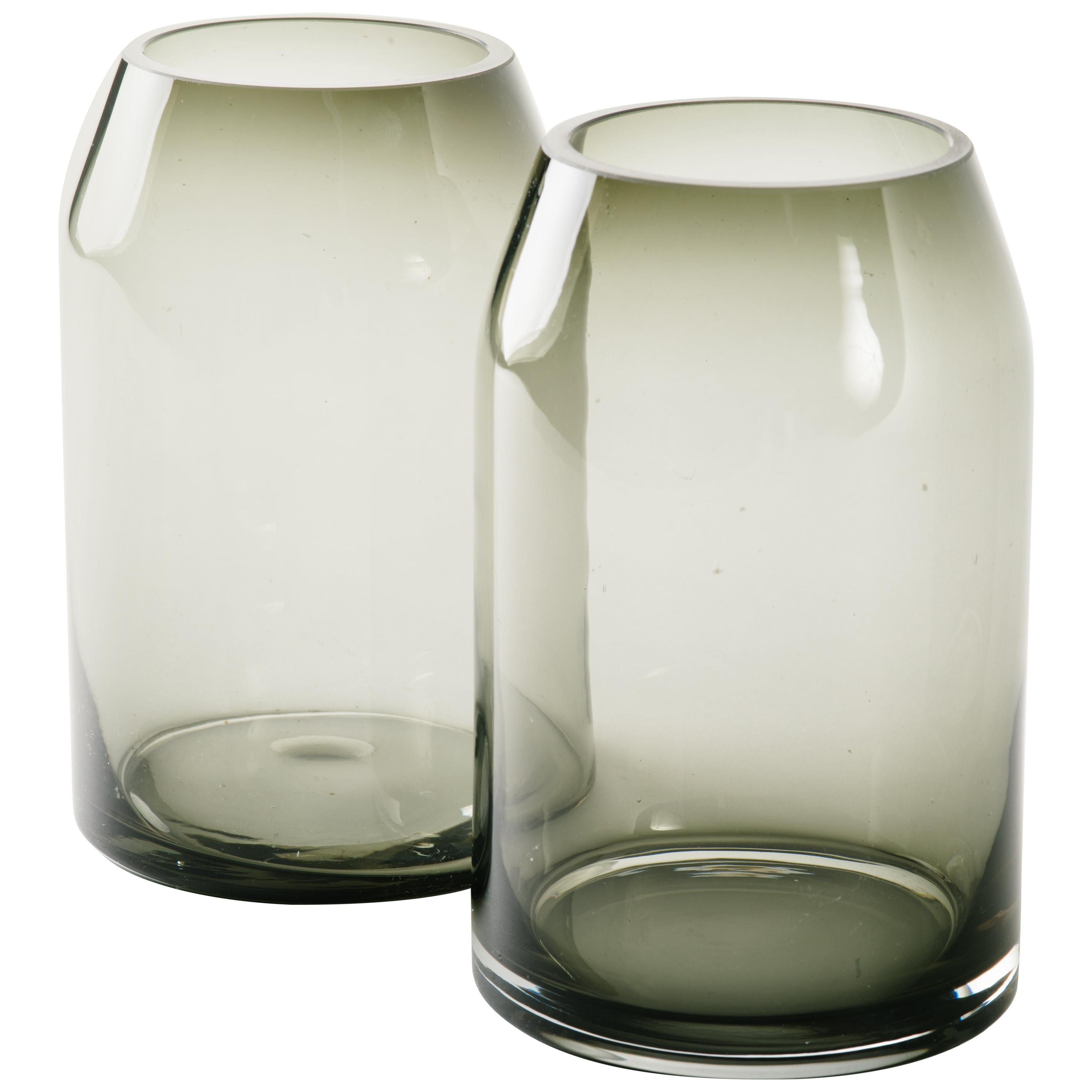 Mid-Century Modern Smoked Grey Glass Sommerso Vase 1