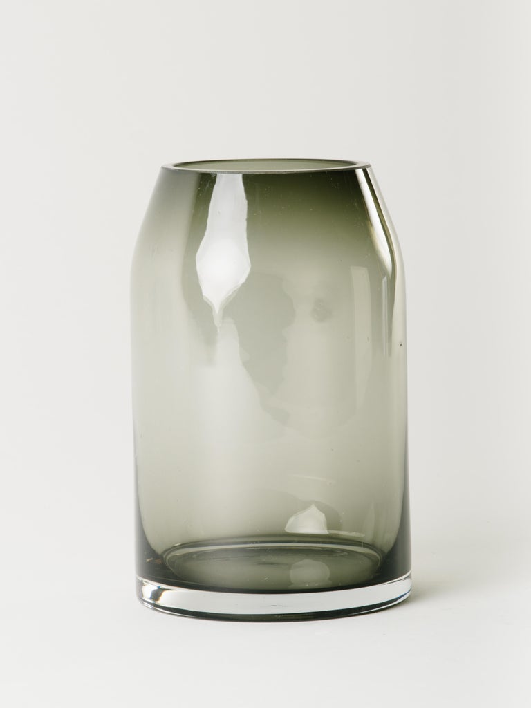 MidCentury Modern Smoked Grey Glass Sommerso Vase at 1stDibs