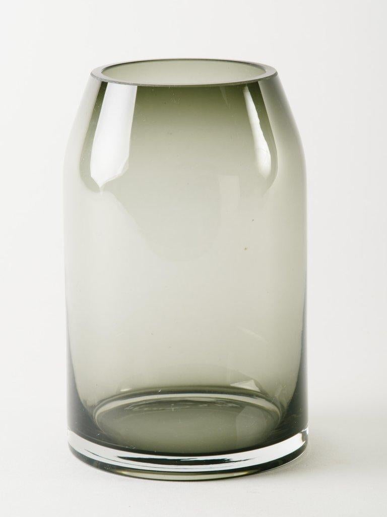 Danish Mid-Century Modern Smoked Grey Glass Sommerso Vase
