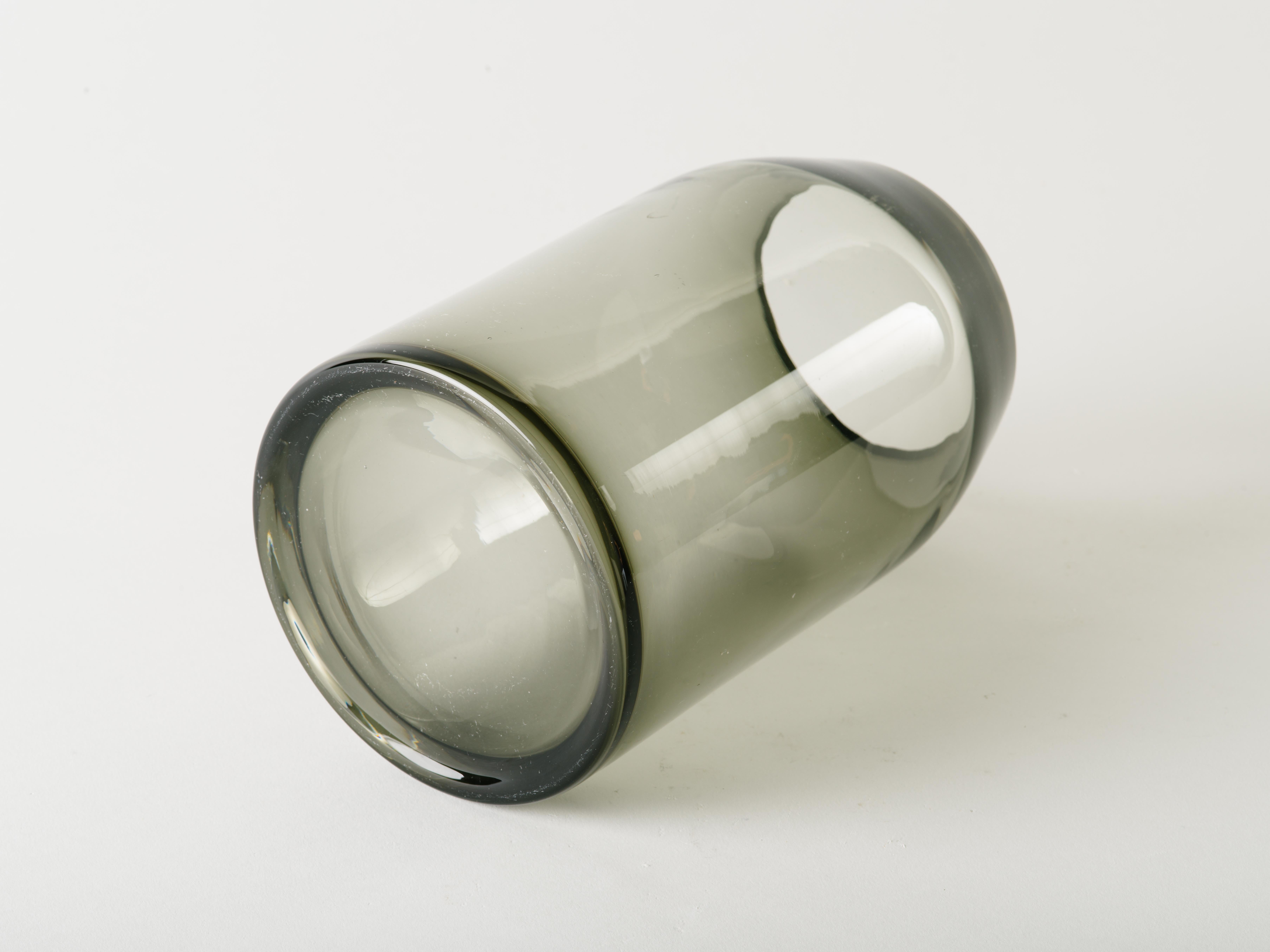 Mid-20th Century Mid-Century Modern Smoked Grey Glass Sommerso Vase