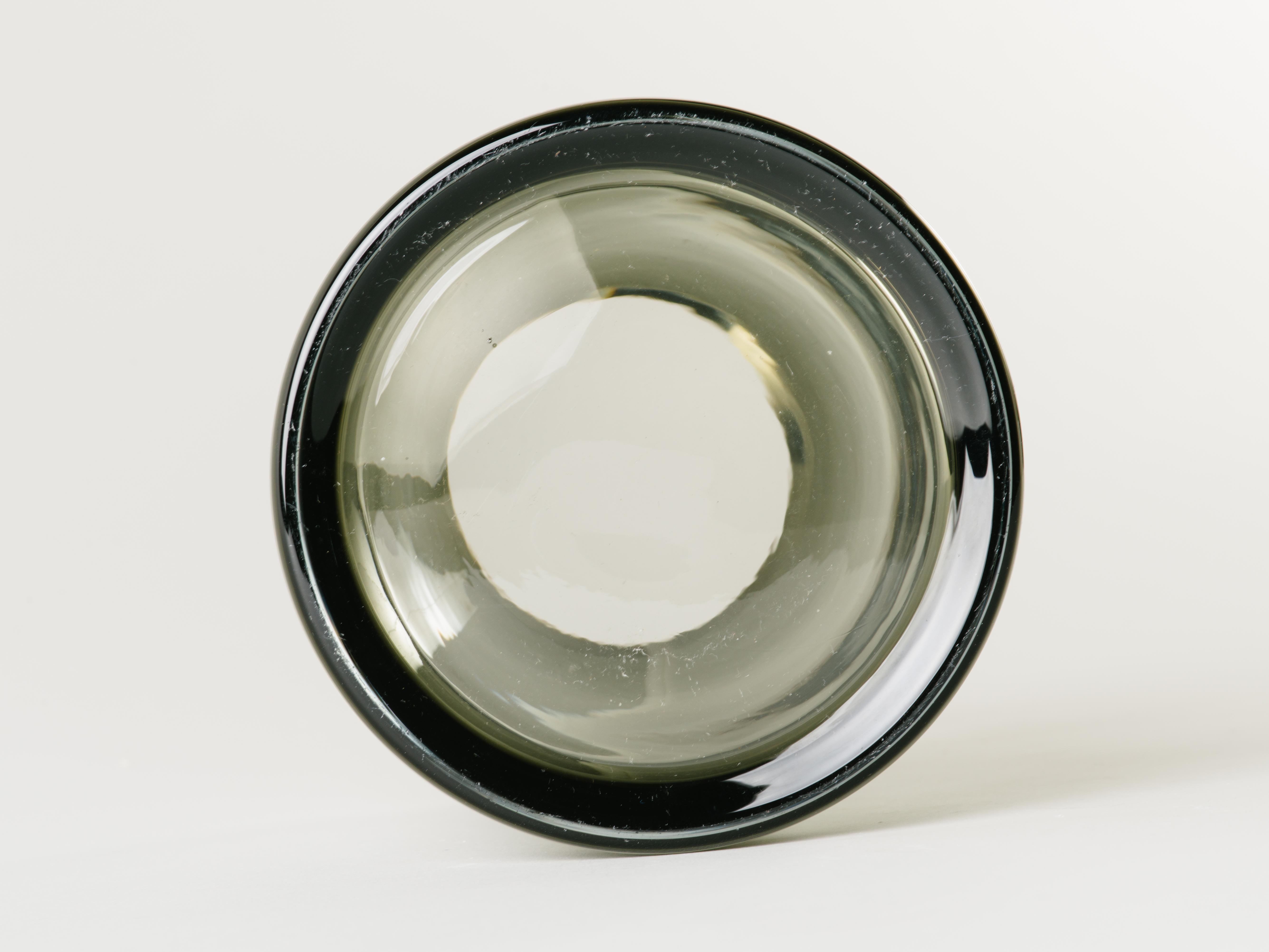 Blown Glass Mid-Century Modern Smoked Grey Glass Sommerso Vase
