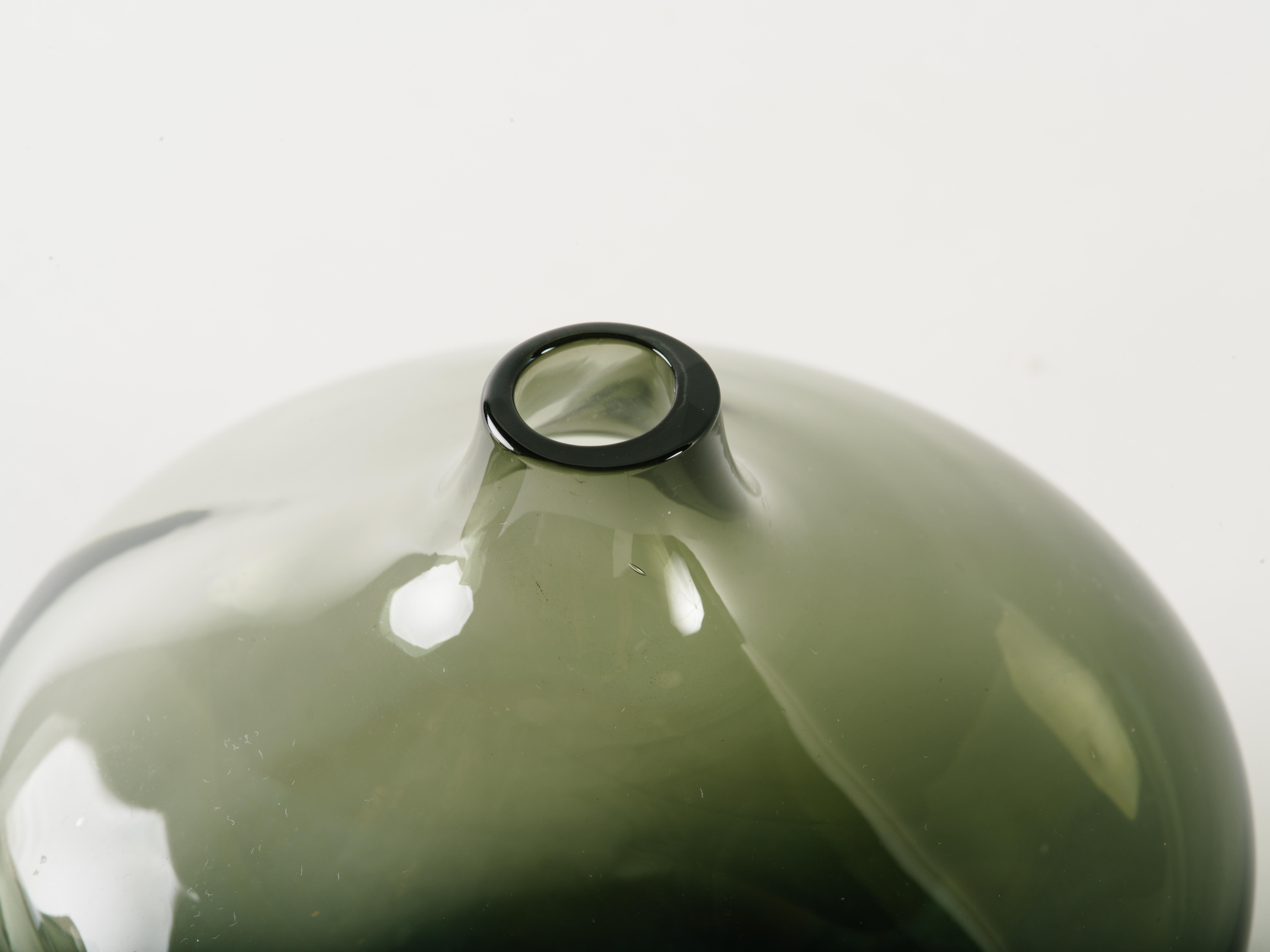 Mid-Century Modern Smoked Grey Glass Teardrop Bud Vase 1