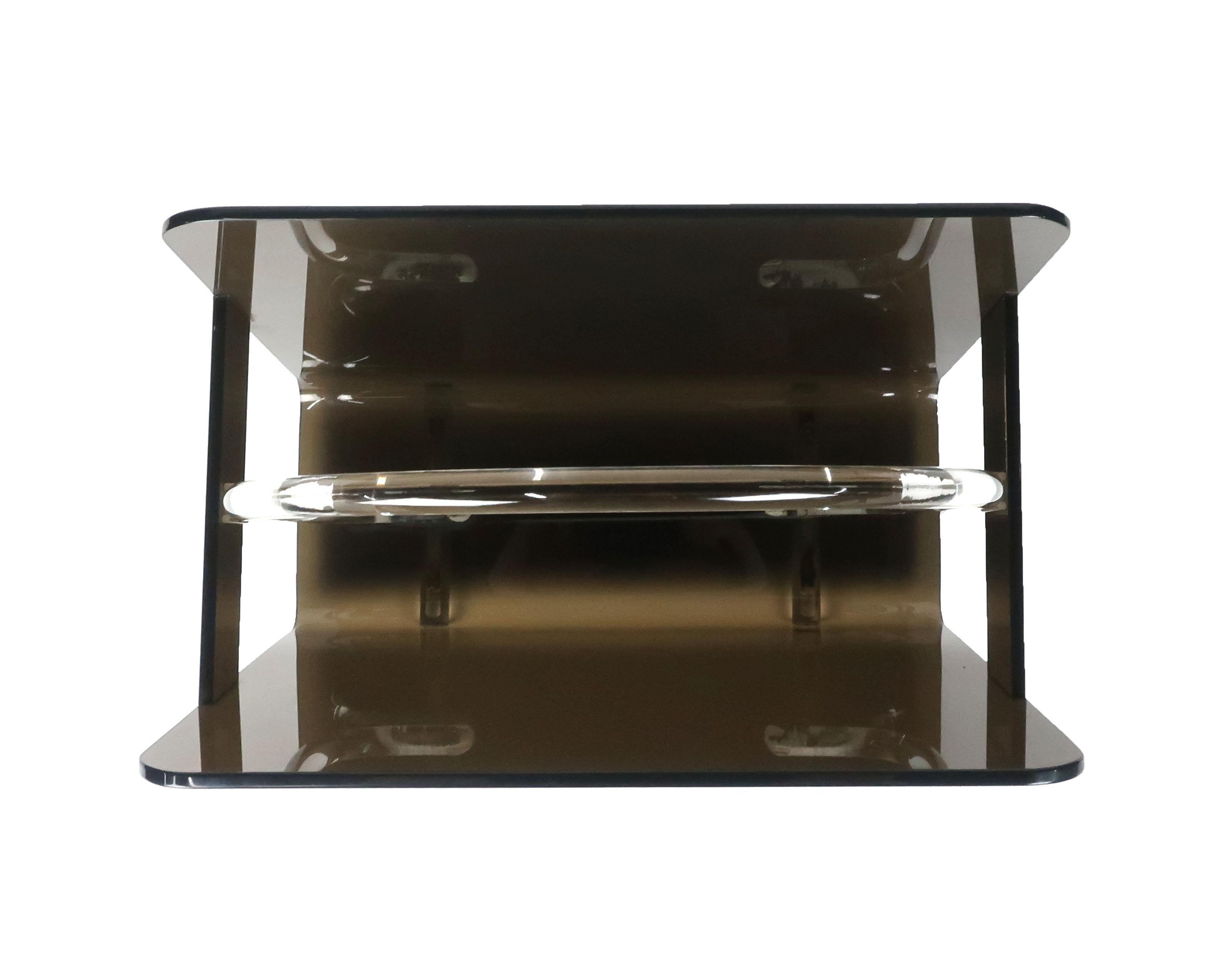 Mid-Century Modern Smoked Lucite Magazine Rack 1