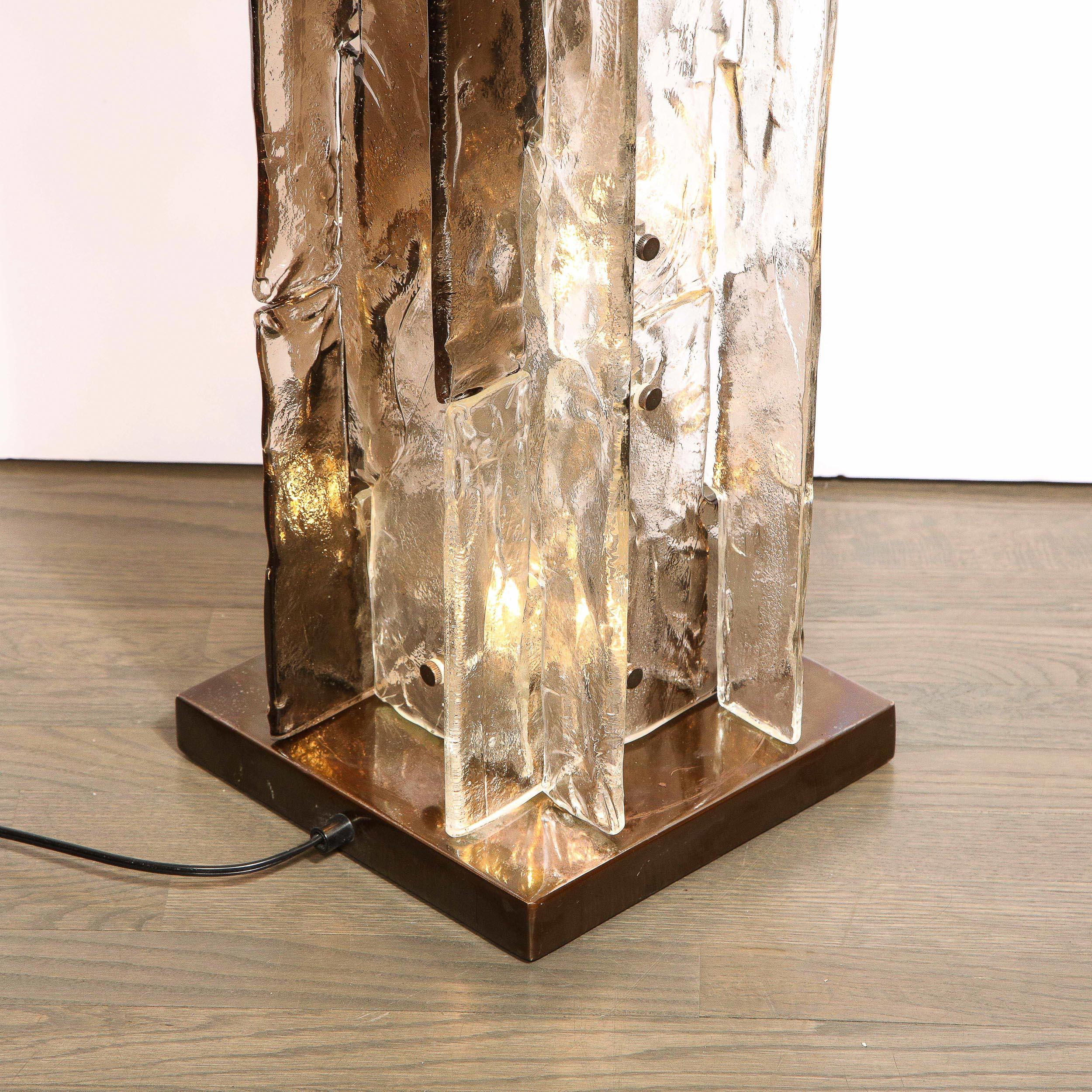 Italian Mid-Century Modern Smoked Murano Glass Floor Lamp by Carlo Nason for Mazzega