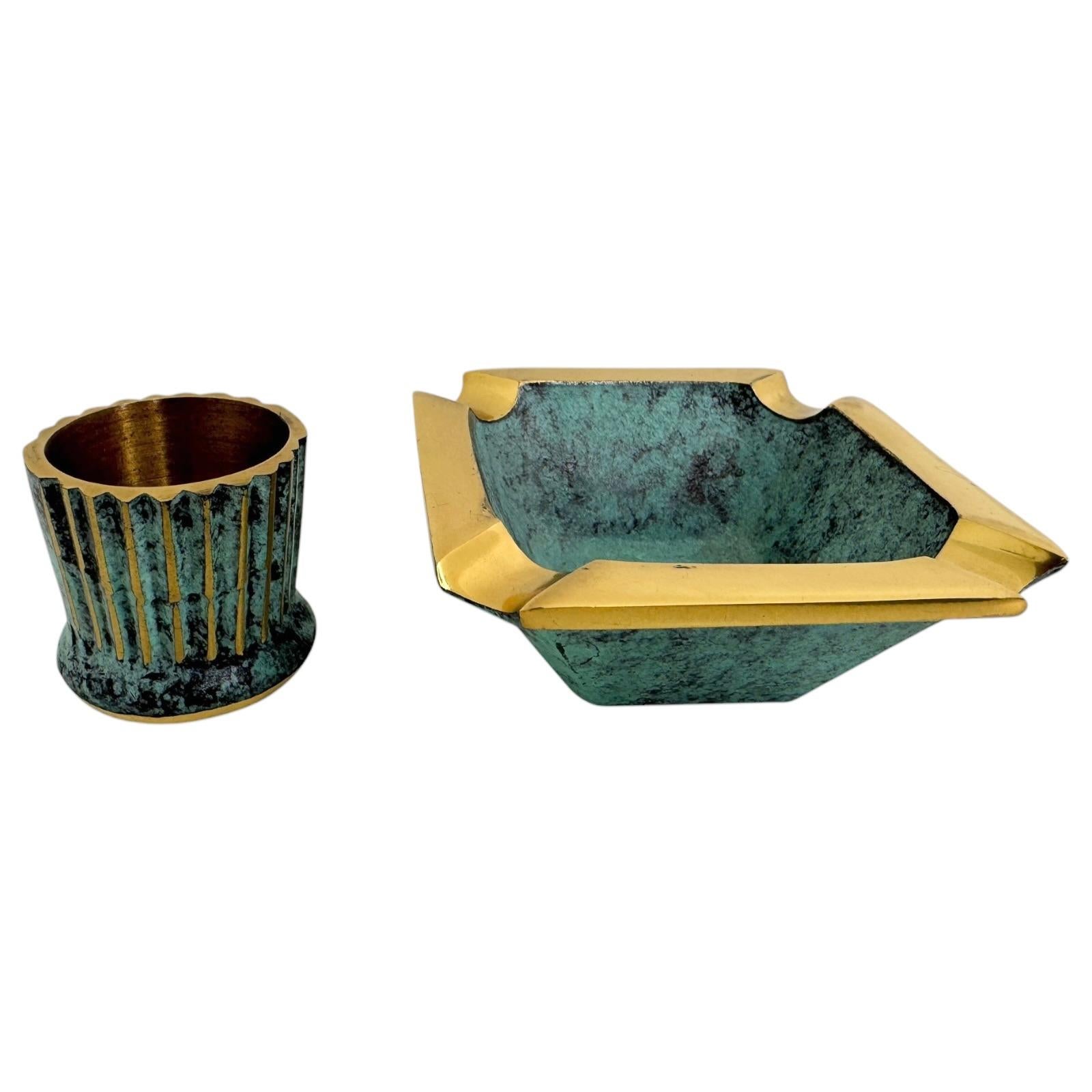 Mid-Century Modern Mid Century Modern Smokers Set German Antique 1950s, Ashtray Cigar Cutter Holder