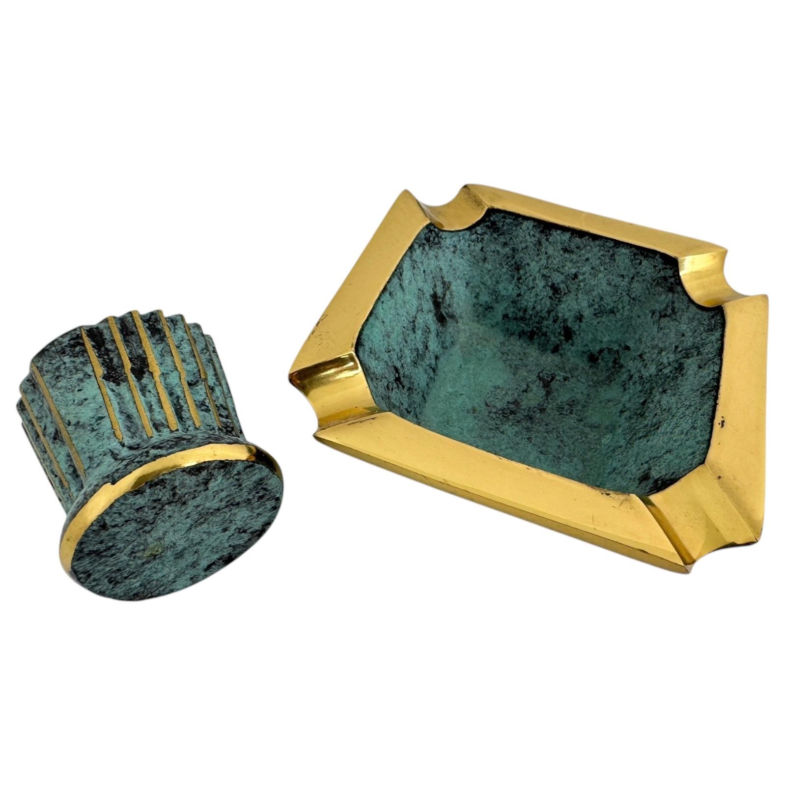 Mid-20th Century Mid Century Modern Smokers Set German Antique 1950s, Ashtray Cigar Cutter Holder