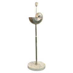 Mid-Century Modern Snail Shell Silver Floor Lamp with Marble Base
