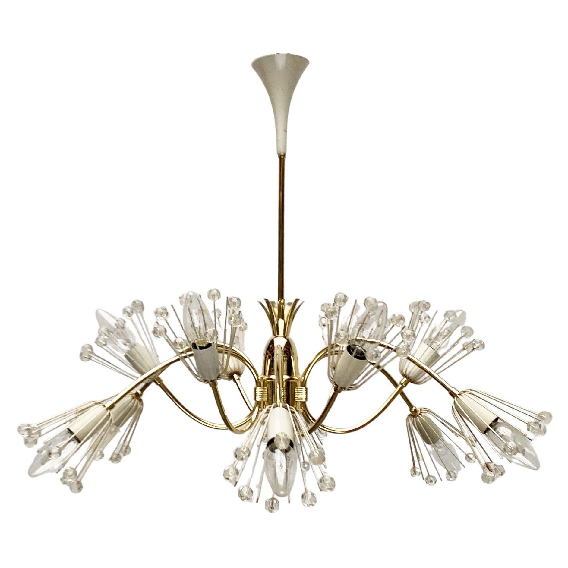 Mid-Century Modern Snowflake Chandelier Emil Stejnar for Rupert Nikoll Vienna