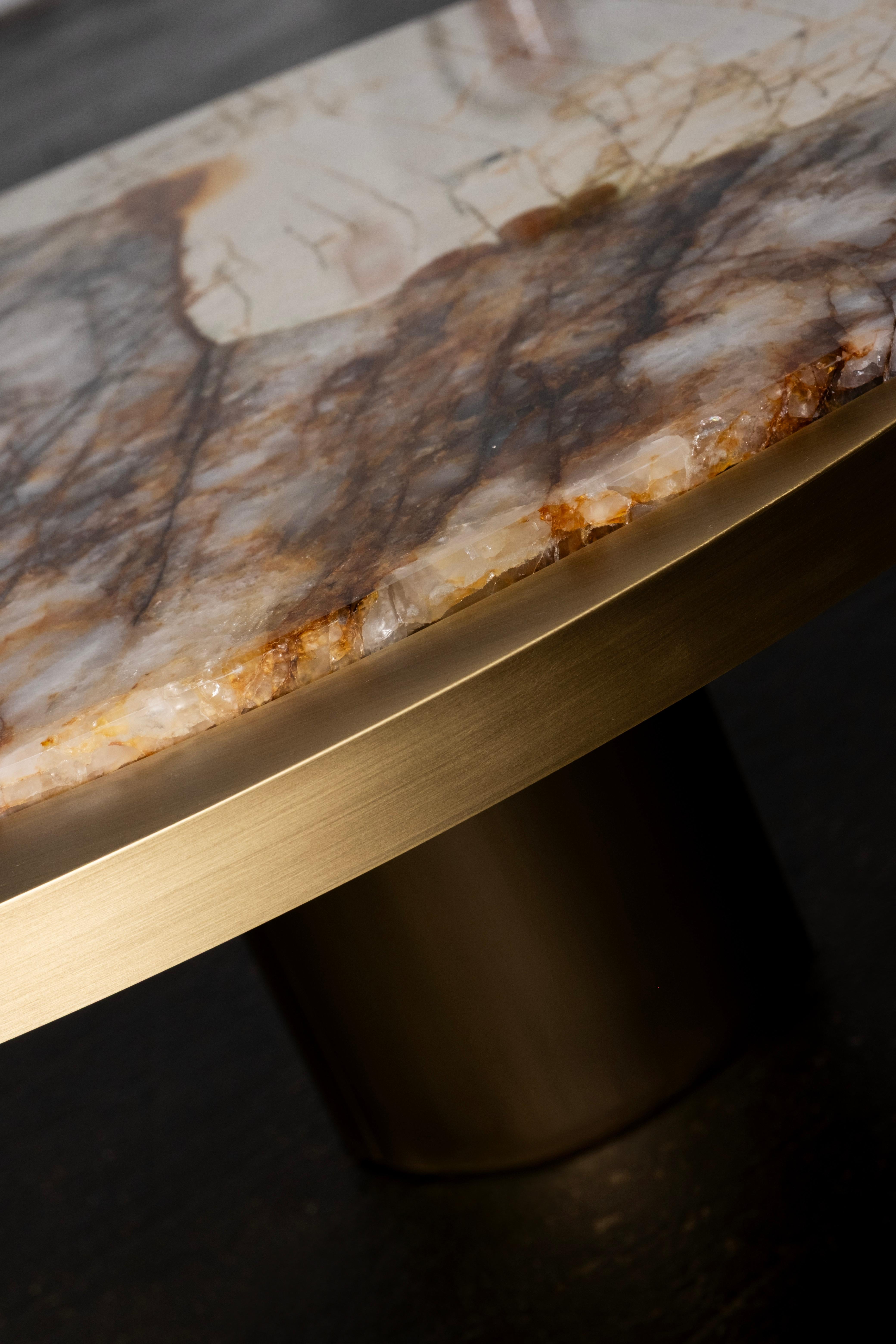 Table basse Soajo moderne du milieu du siècle, laiton, quartz de Patagonie, par Greenapple en vente 4