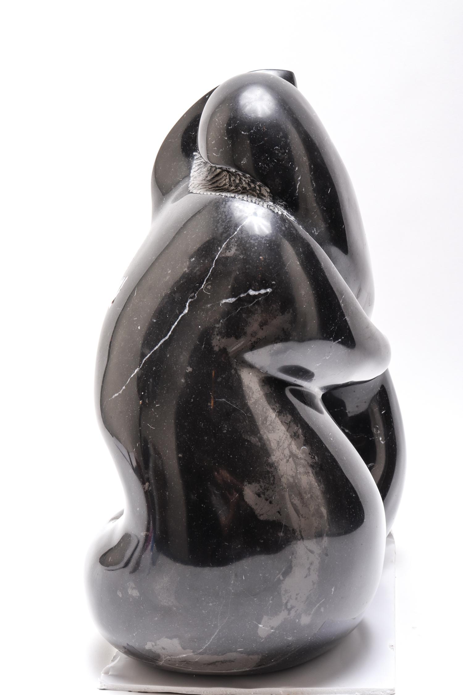Mid-Century Modern Soapstone Sculpture of Embracing Couple In Good Condition In New York, NY