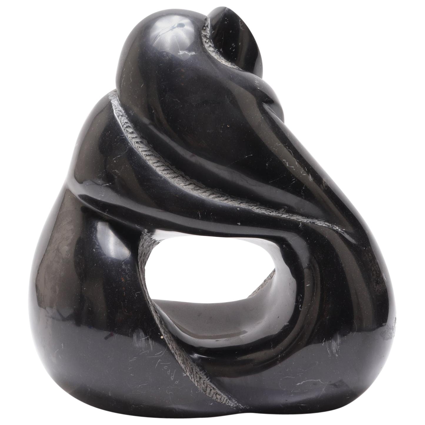 Mid-Century Modern Soapstone Sculpture of Embracing Couple