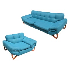 Mid-Century Modern Sofa and Lounge Chair Set in the Manner of Adrian Pearsall