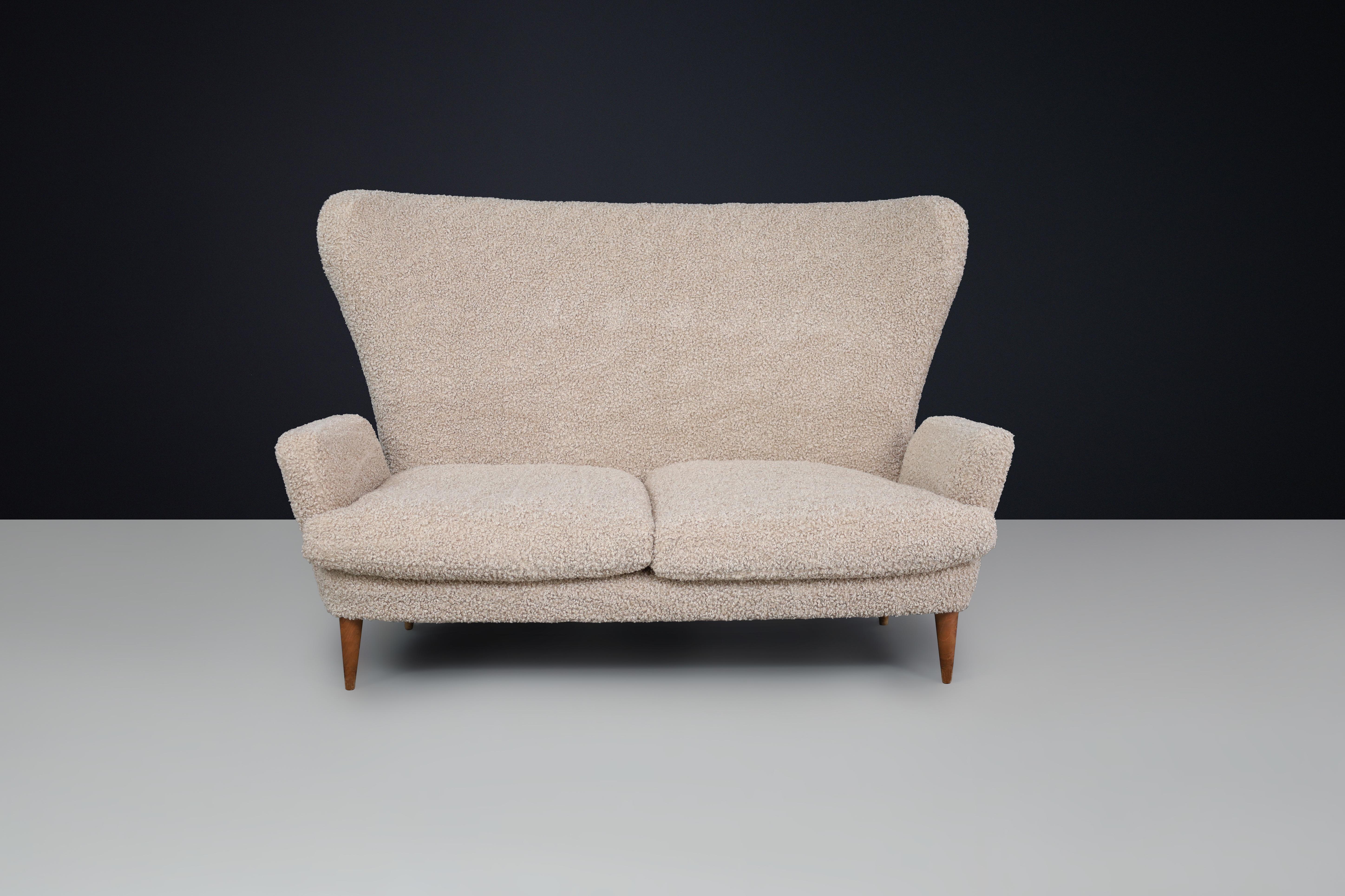 Italian Mid-Century Modern Sofa by Emilio Sala & Giorgio Madini in New Teddy Upholstery. For Sale