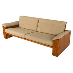 Used Mid-Century Modern Sofa by Guiseppe Rivadossi, Wood and Fabric Italy, 1970s 