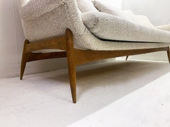 Mid-Century Modern Sofa by Julia Gaubek, Beige Upholstery, Hungary, 1950s