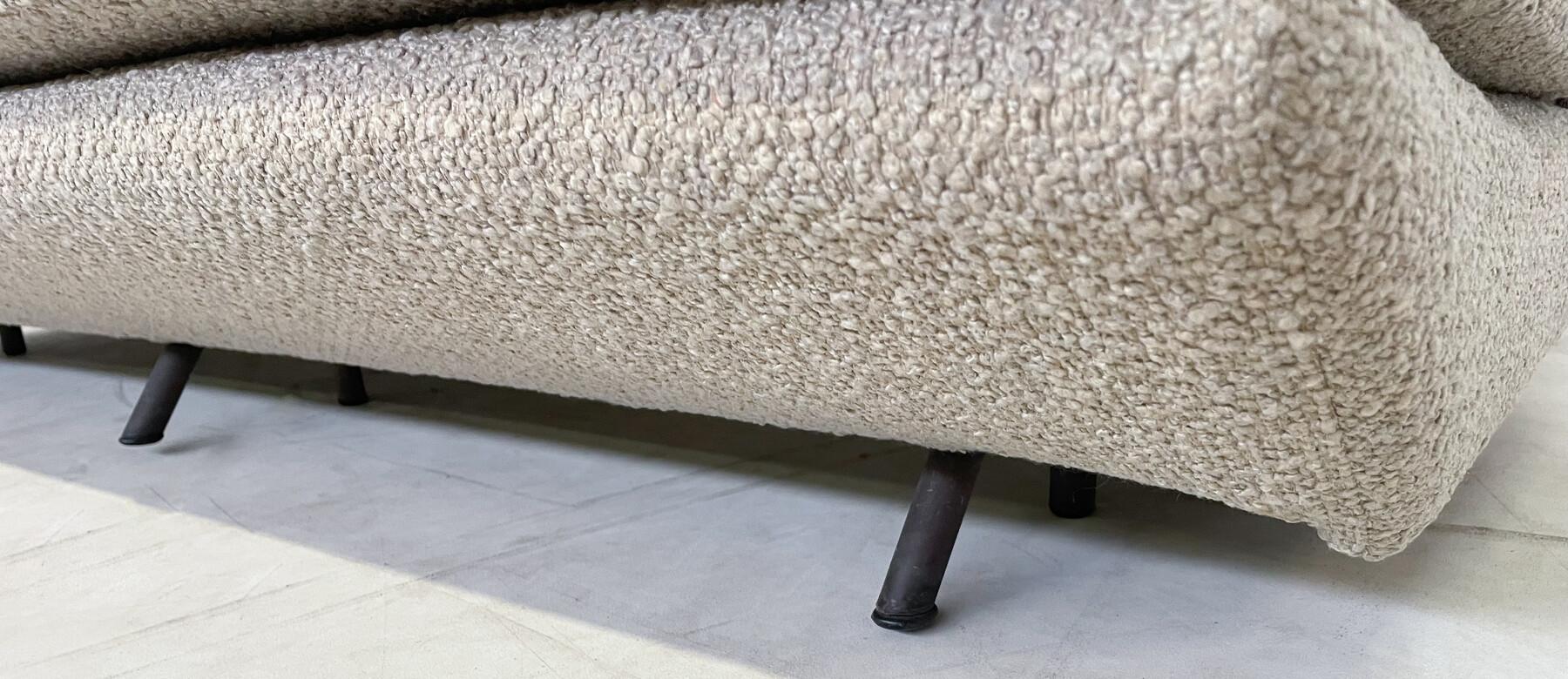 Italian Mid-Century Modern Sofa by Marco Zanuso, Italy, 1950s, New Beige Upholstery For Sale