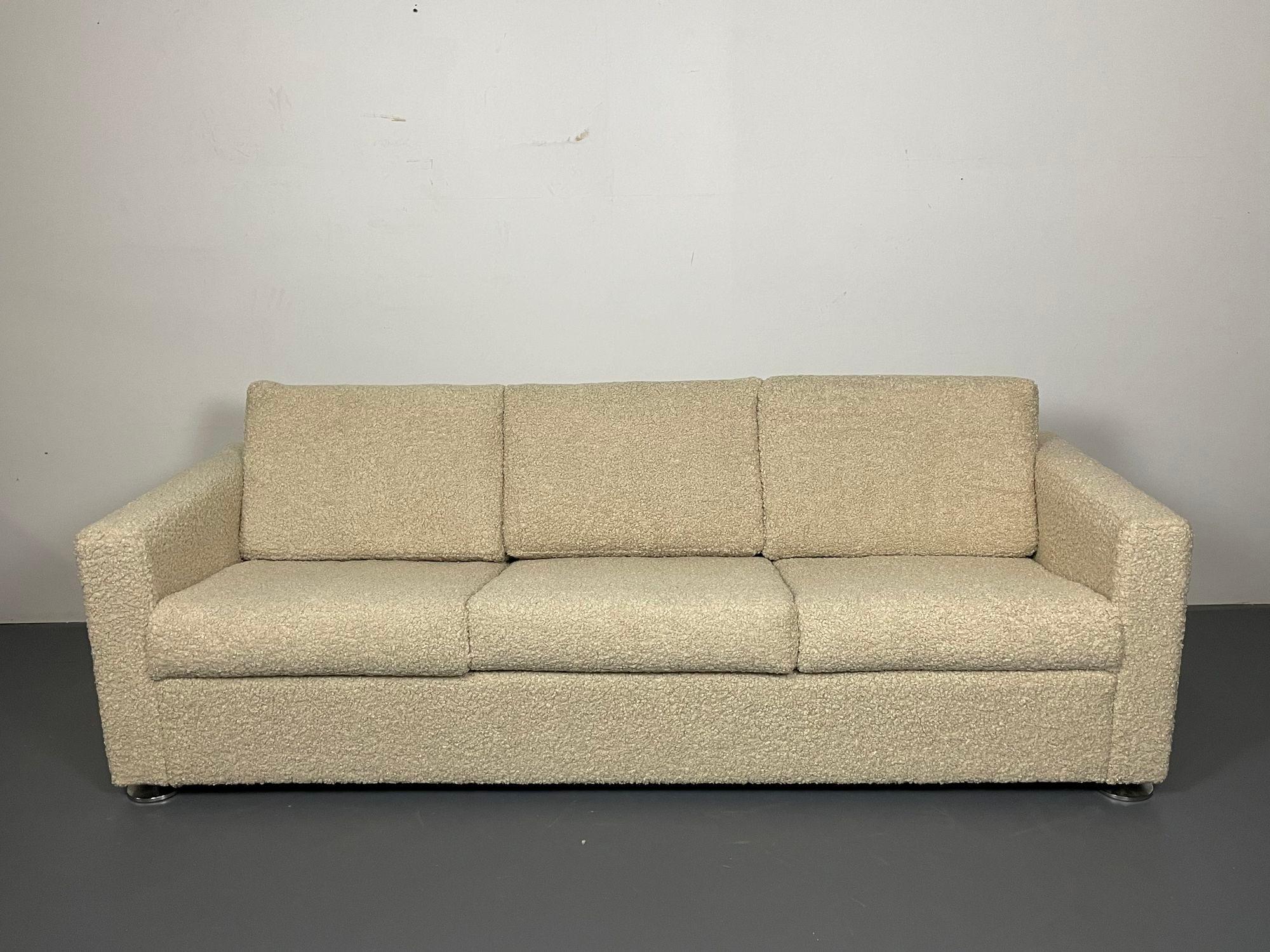 Bouclé Mid Century Modern Sofa by Stendig, New Luxurious Boucle, Switzerland, 1950s For Sale