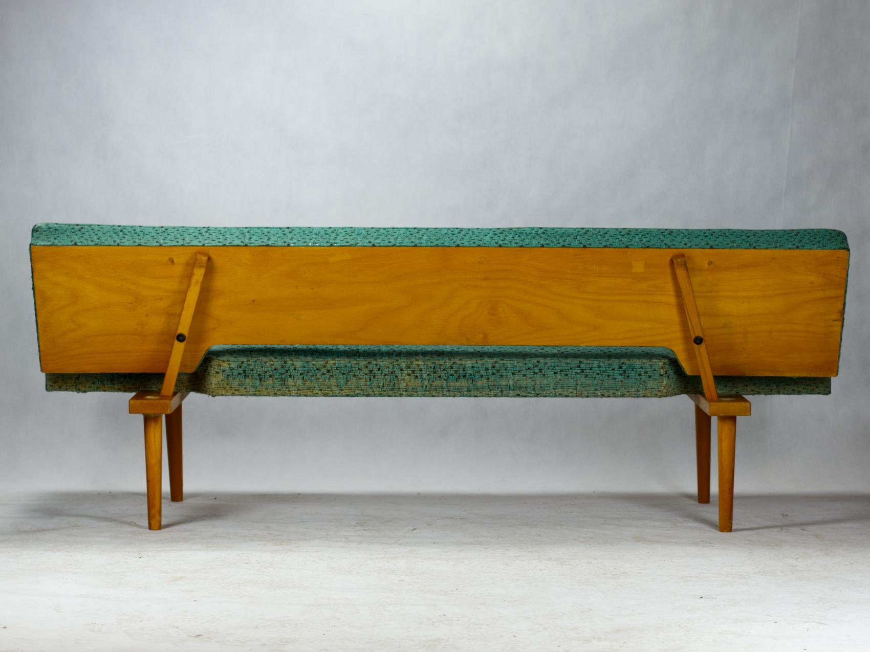 Fabric Mid-Century Modern Sofa Daybed by Miroslav Navratil, Czechoslovakia, 1960s For Sale