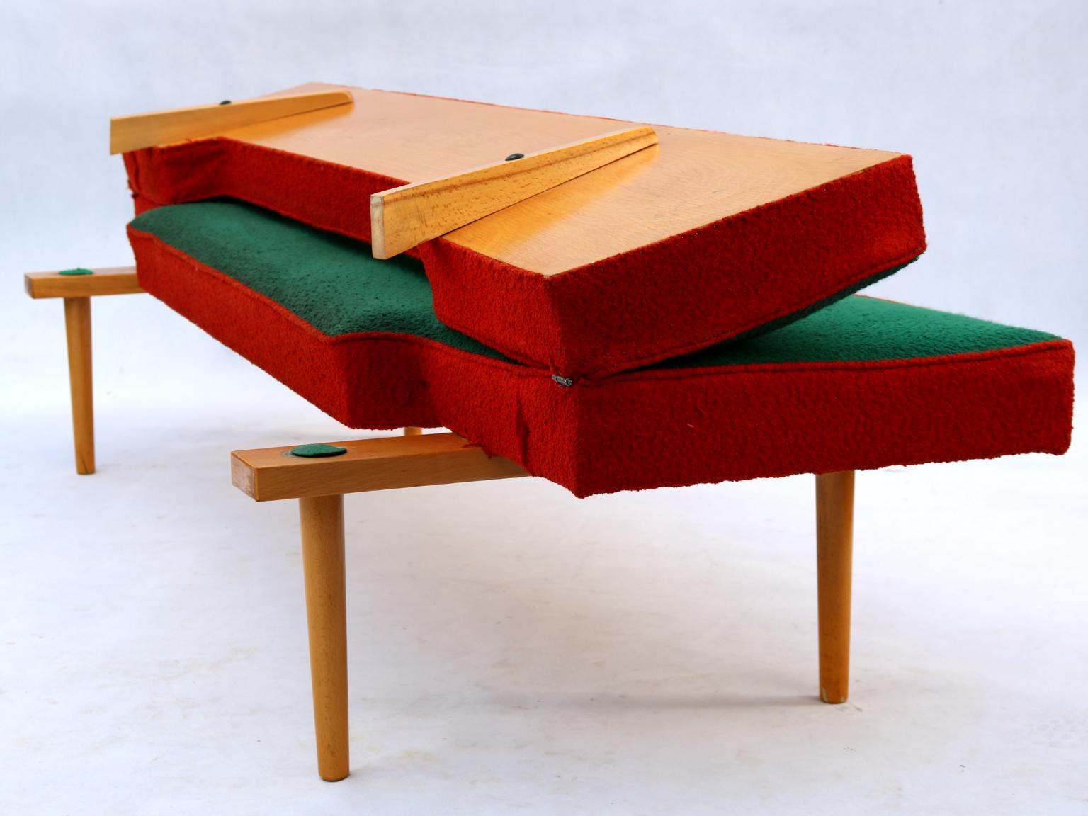 Fabric Mid Century Modern Sofa Daybed by Miroslav Navratil, Czechoslovakia, 1960s