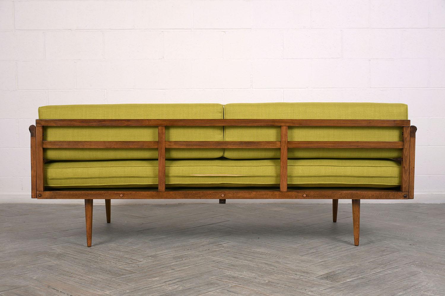 mid century wood frame sofa