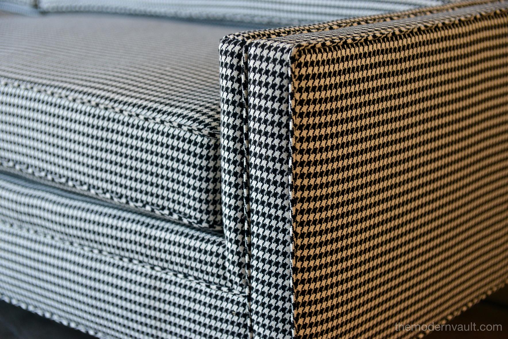 black and white houndstooth sofa