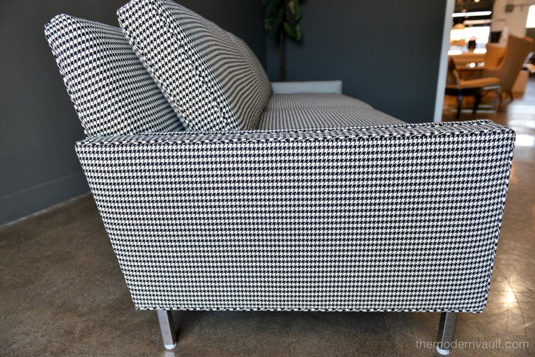 MidCentury Modern Sofa in Black and White Houndstooth, circa 1955 at