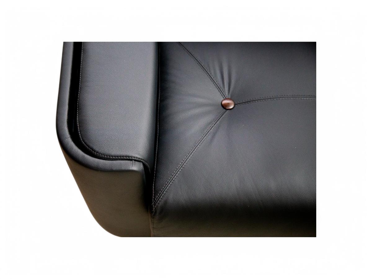 Mid-Century Modern Sofa in Black Leather & Wood by Jorge Zalszupin, Brazil, 1970 For Sale 2