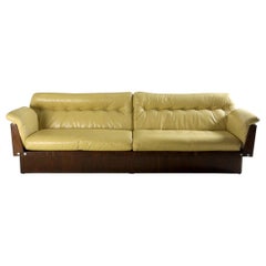 Vintage Mid-Century Modern Sofa in Hardwood and Leather by Lineart Móveis, Brazil 1960s