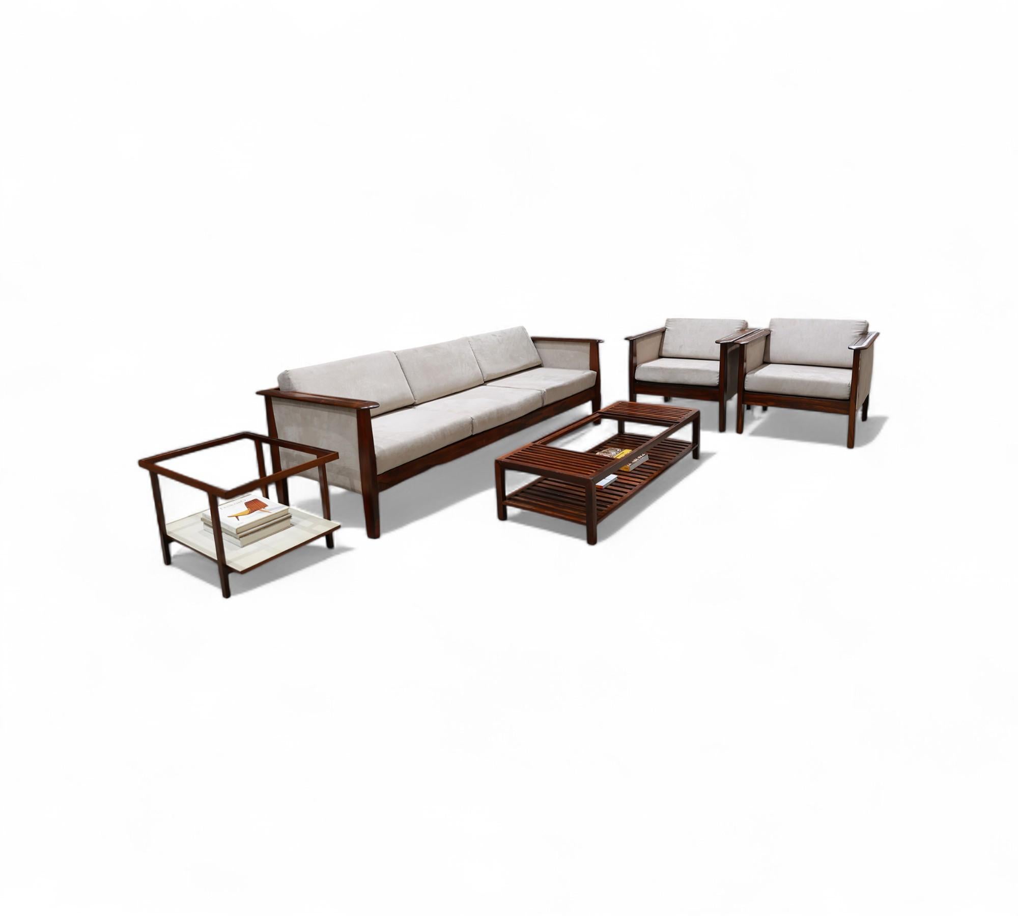 Mid-Century Modern Sofa in Hardwood & Fabric, Fatima, c. 1960 For Sale 2