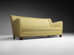 Mid-Century Modern Sofa in Muted Moss Green Fabric