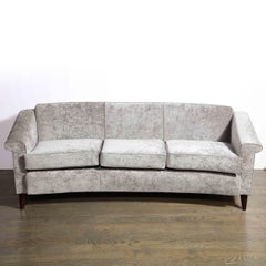 Sofá moderno de mediados de siglo en terciopelo peltre ahumado y nogal ebonizado by Jules Leleu