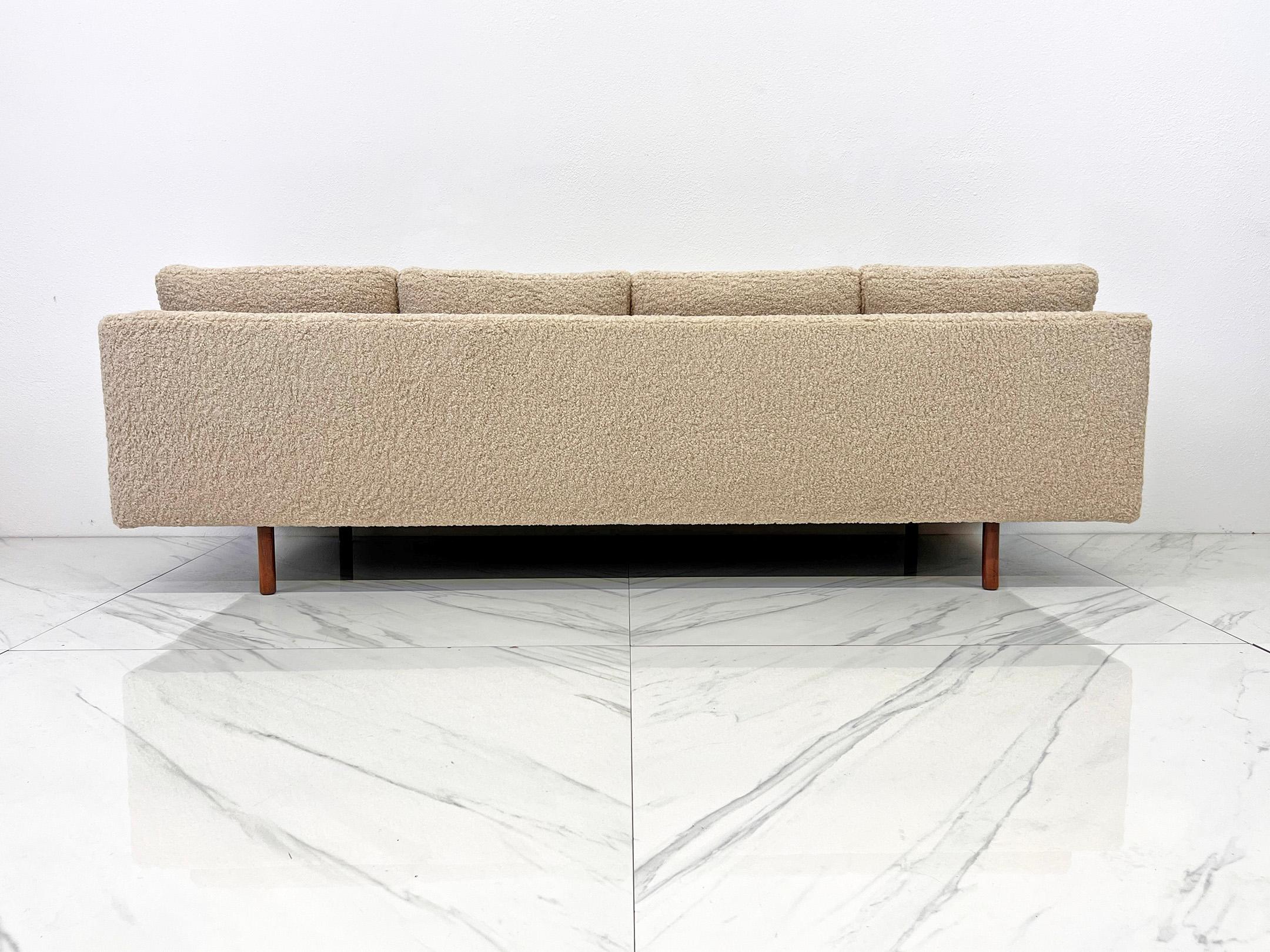 Mid Century Modern Sofa in Tan Shearling Style Boucle, 1950's 4