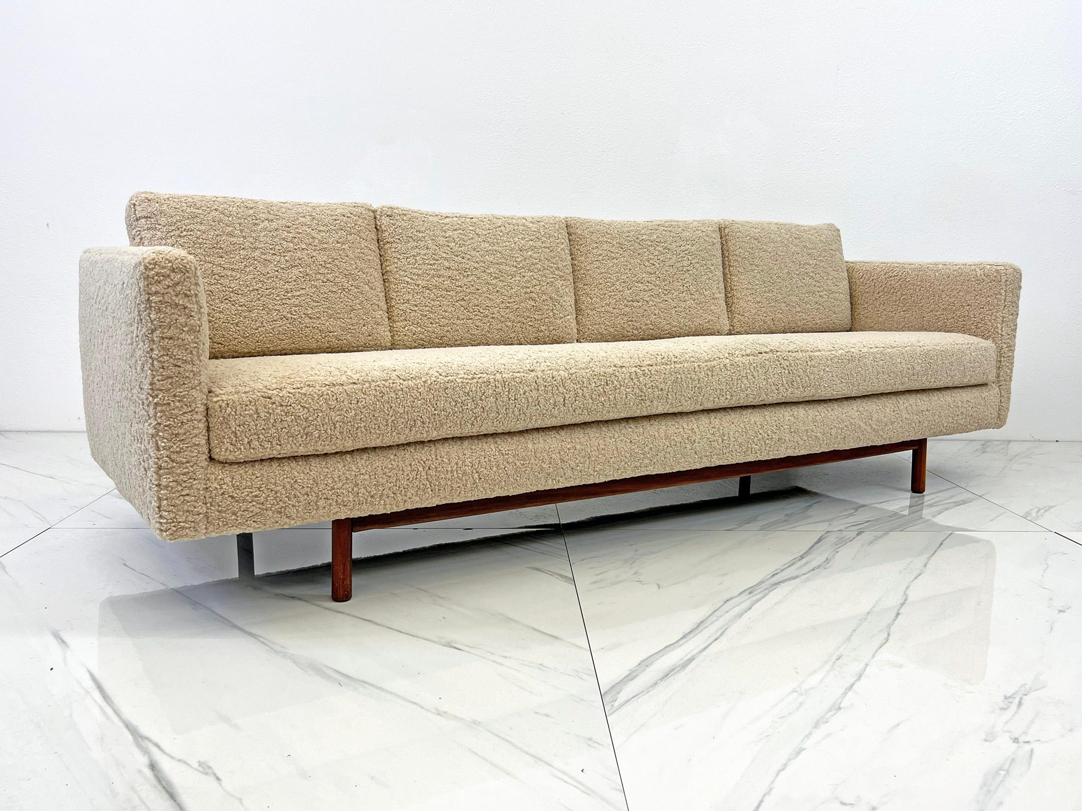 Mid-Century Modern Mid Century Modern Sofa in Tan Shearling Style Boucle, 1950's
