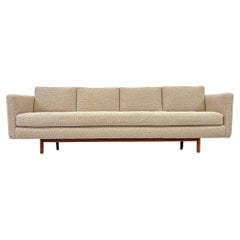 Mid Century Modern Sofa in Tan Shearling Style Boucle, 1950's