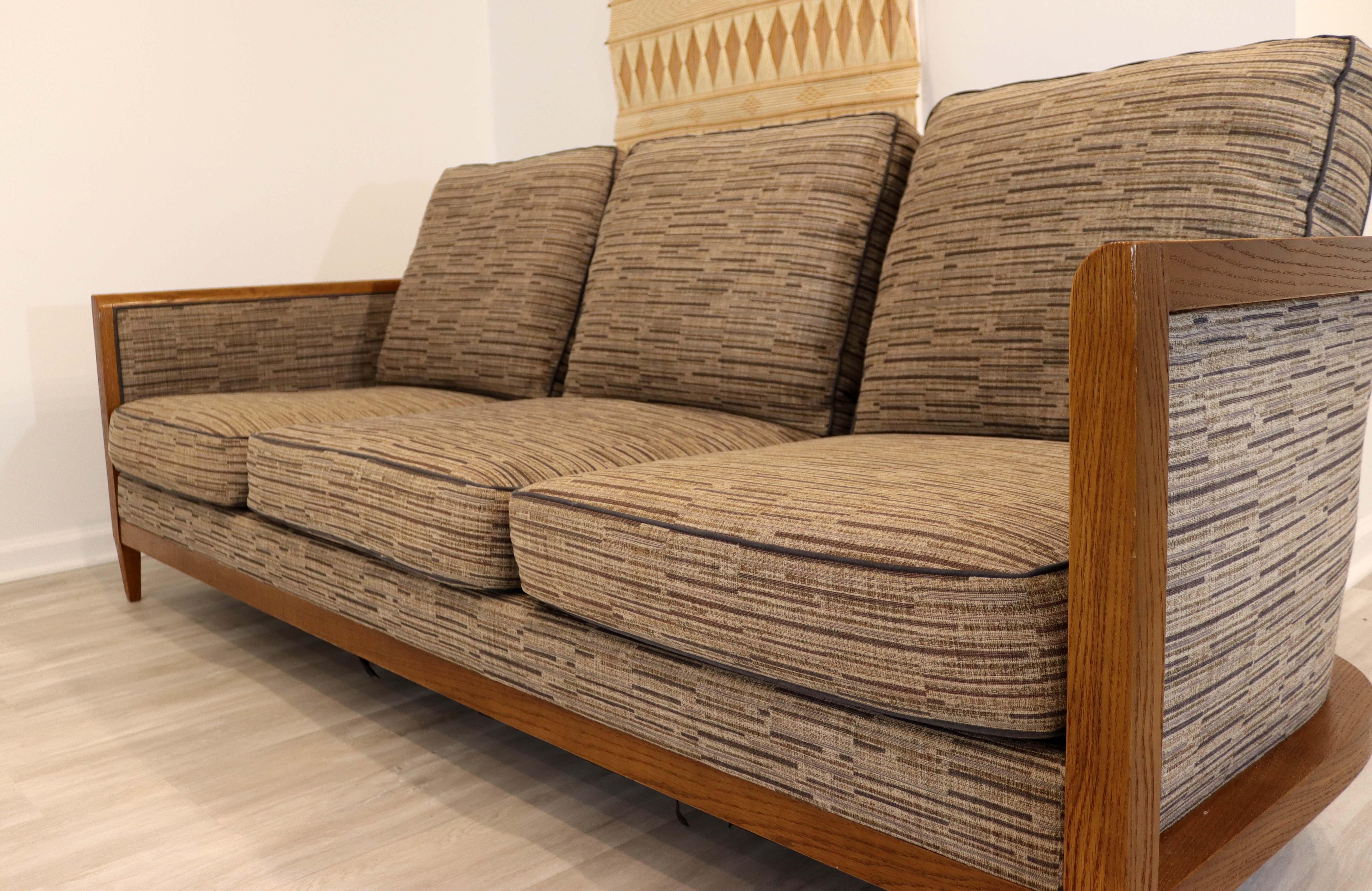 Mid-Century Modern Sofa John Hutton for Holly Hunt Hemp Sail Upholstered Oak 6