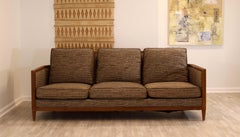 Mid-Century Modern Sofa John Hutton for Holly Hunt Hemp Sail Upholstered Oak