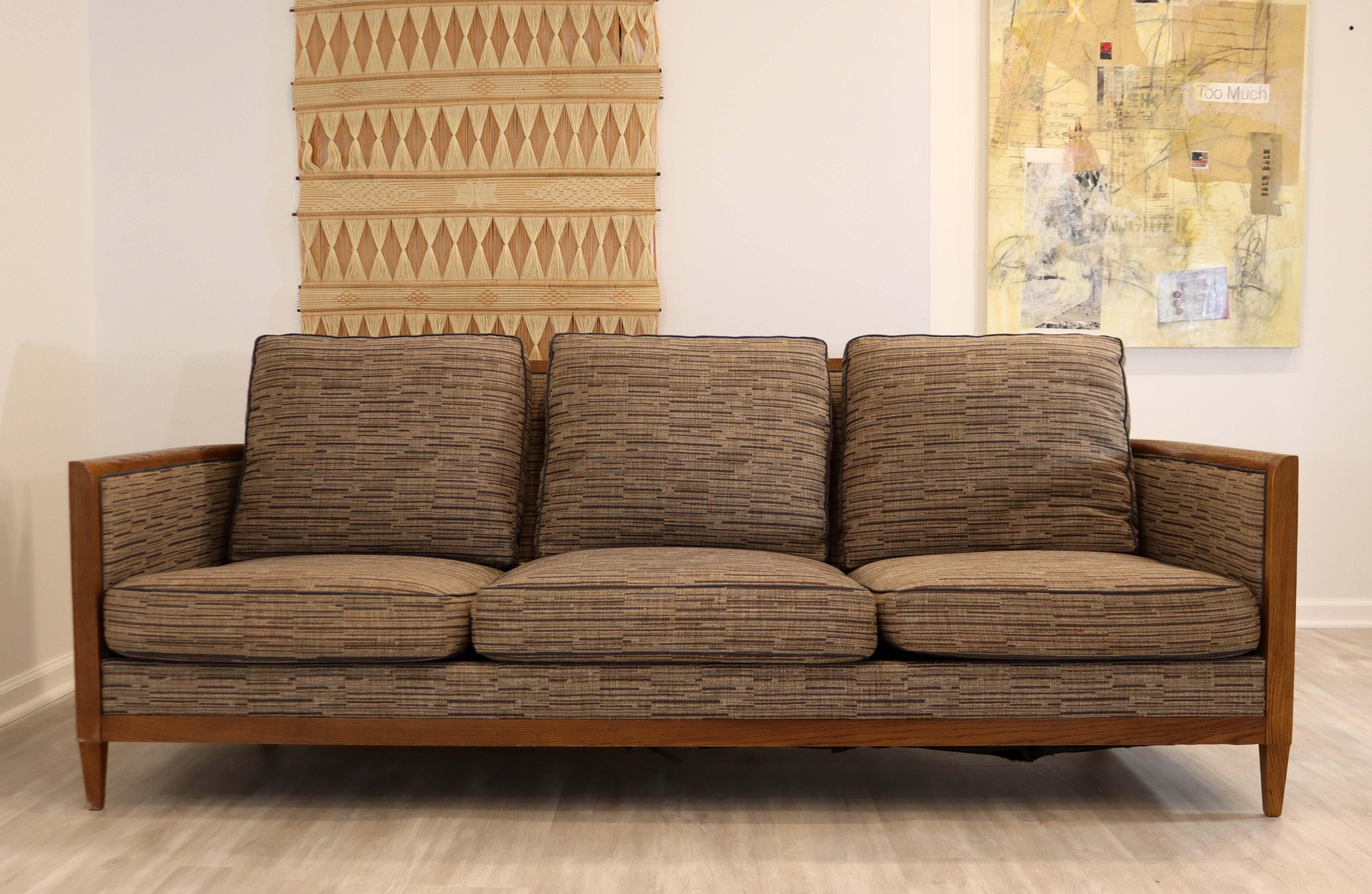 Mid-Century Modern Sofa John Hutton for Holly Hunt Hemp Sail Upholstered Oak In Good Condition In Keego Harbor, MI