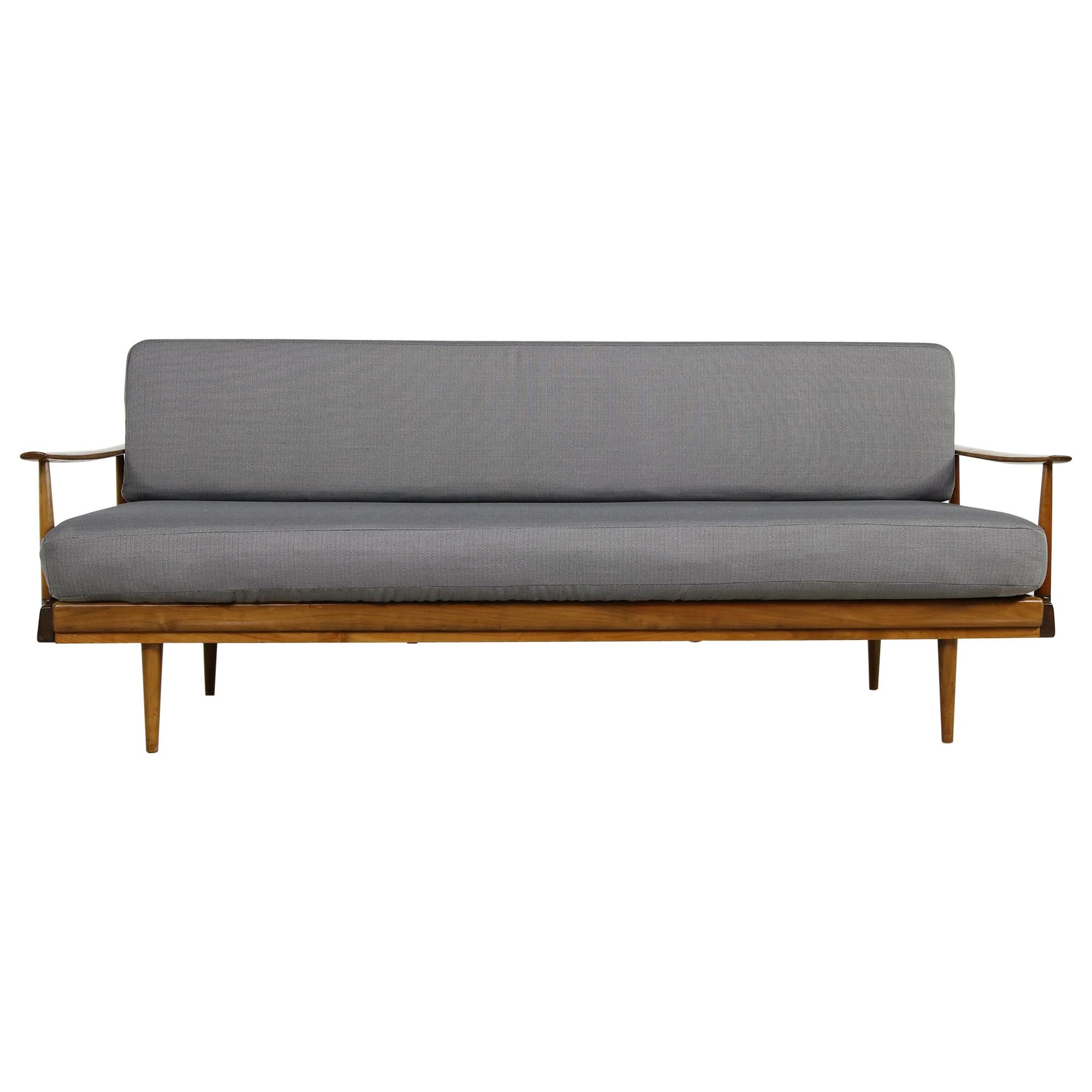Mid Century Marge Carson Style Mahogany Campaign Daybed Sofa