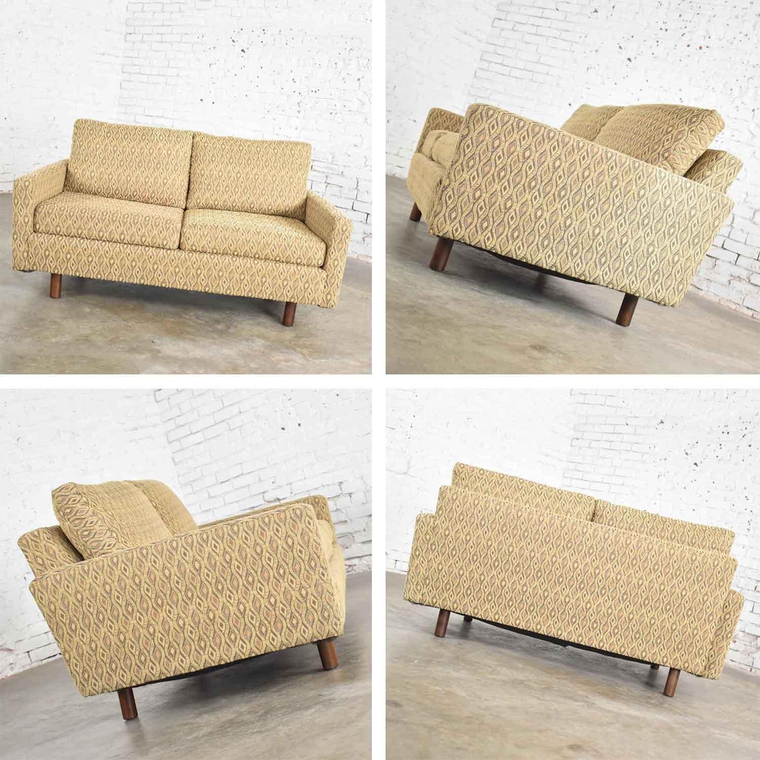 Mid-Century Modern Sofa & Love Seat Pair Gold Lawson Style after Harvey Probber 3