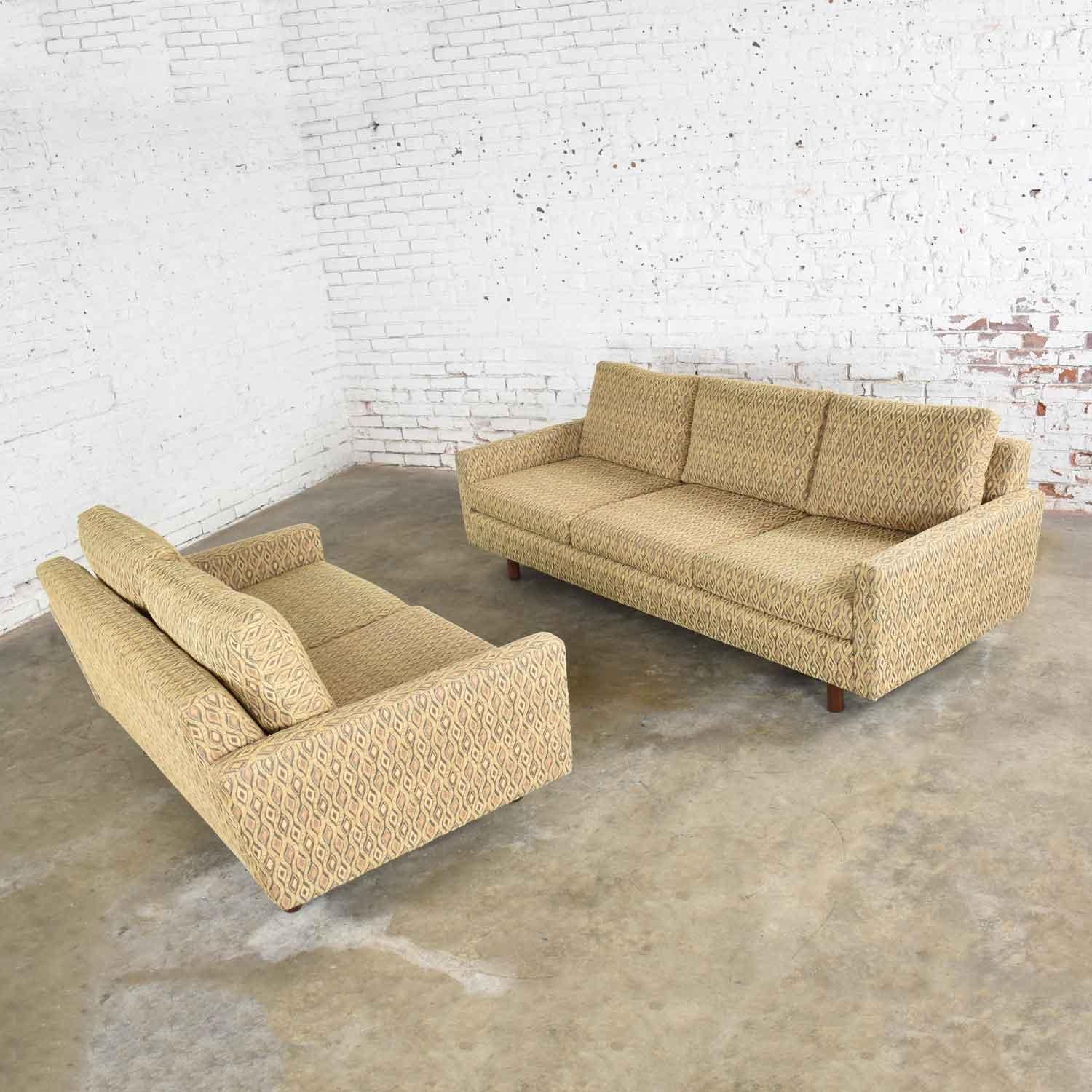 20th Century Mid-Century Modern Sofa & Love Seat Pair Gold Lawson Style after Harvey Probber