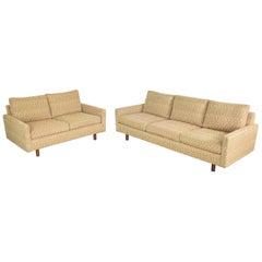 Mid-Century Modern Sofa & Love Seat Pair Gold Lawson Style after Harvey Probber