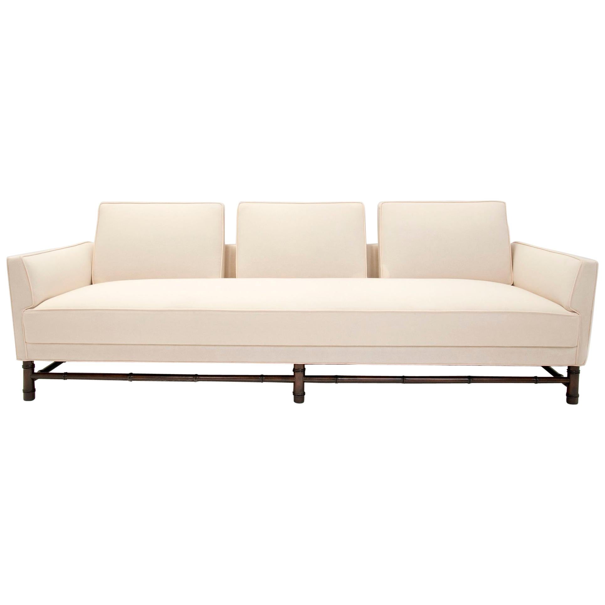 Mid-Century Modern Sofa on Faux Bamboo Base