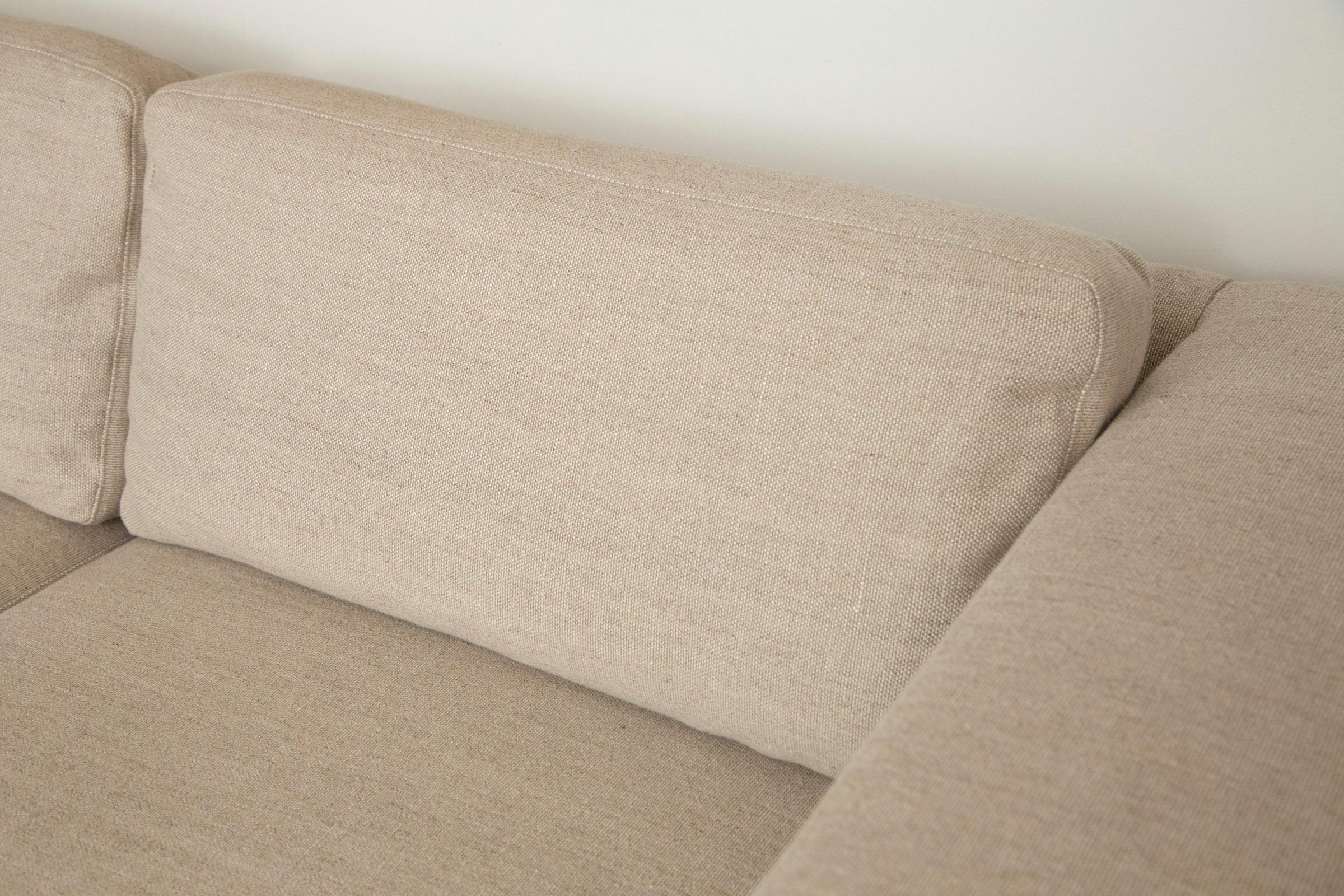 Mid-Century Modern Sofa Redone in Flax Belgian Linen In Good Condition In Westport, CT