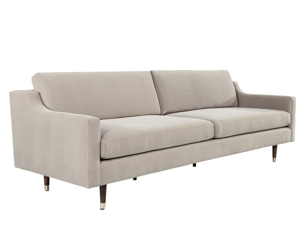 Mid-Century Modern Sofa Restored in Designer Velvet For Sale 4