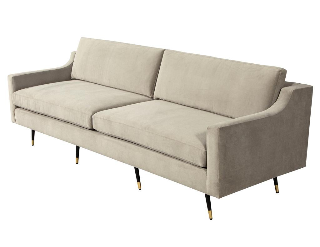 Mid-Century Modern Sofa Restored in Designer Velvet For Sale 5