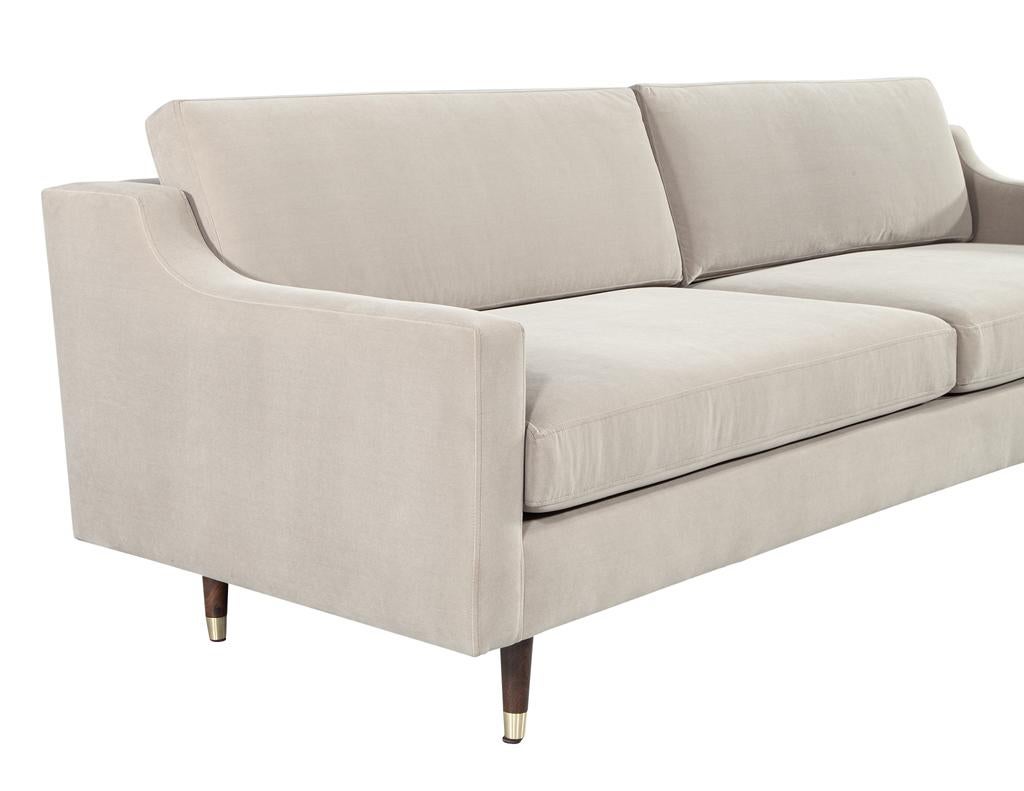 Mid-Century Modern Sofa Restored in Designer Velvet For Sale 5