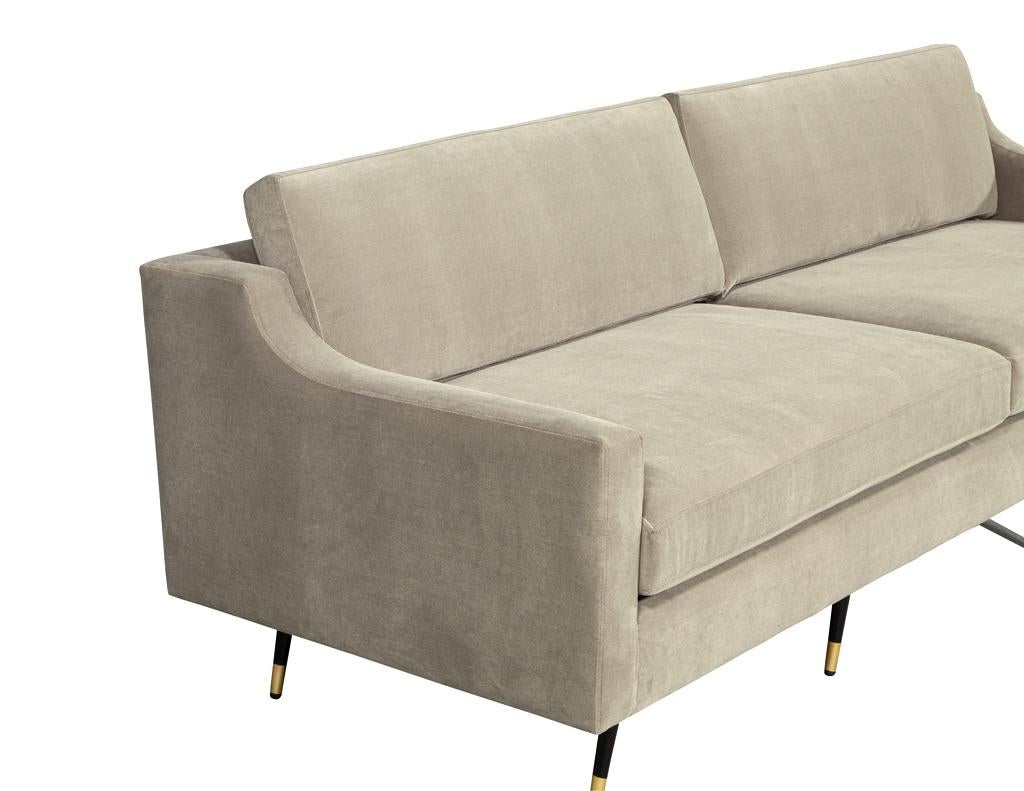 Mid-Century Modern Sofa Restored in Designer Velvet For Sale 7