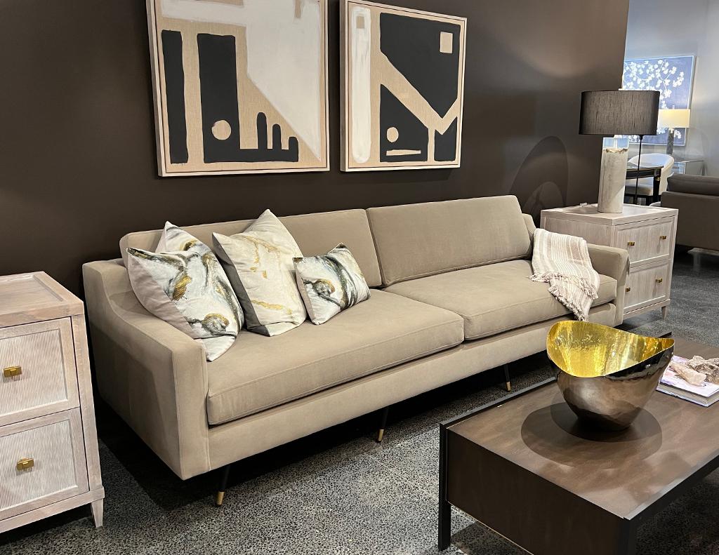 American Mid-Century Modern Sofa Restored in Designer Velvet For Sale