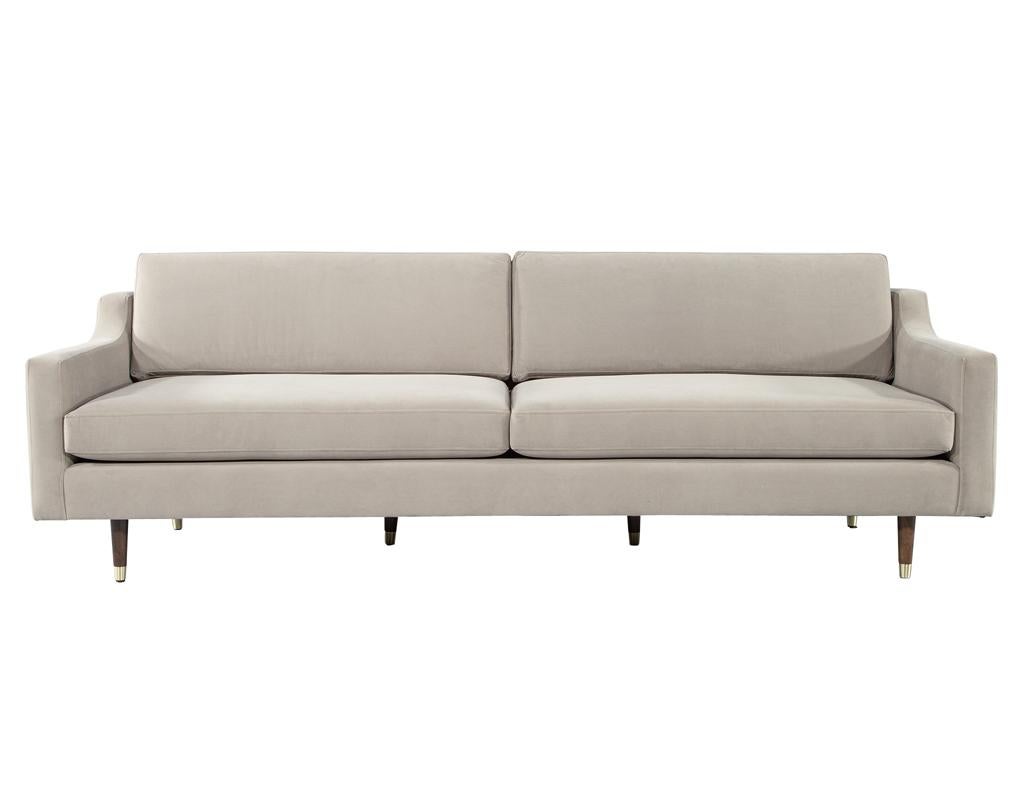 American Mid-Century Modern Sofa Restored in Designer Velvet For Sale